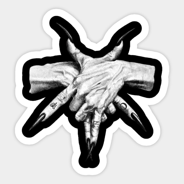 Idle hands Sticker by Damnation Emporium 